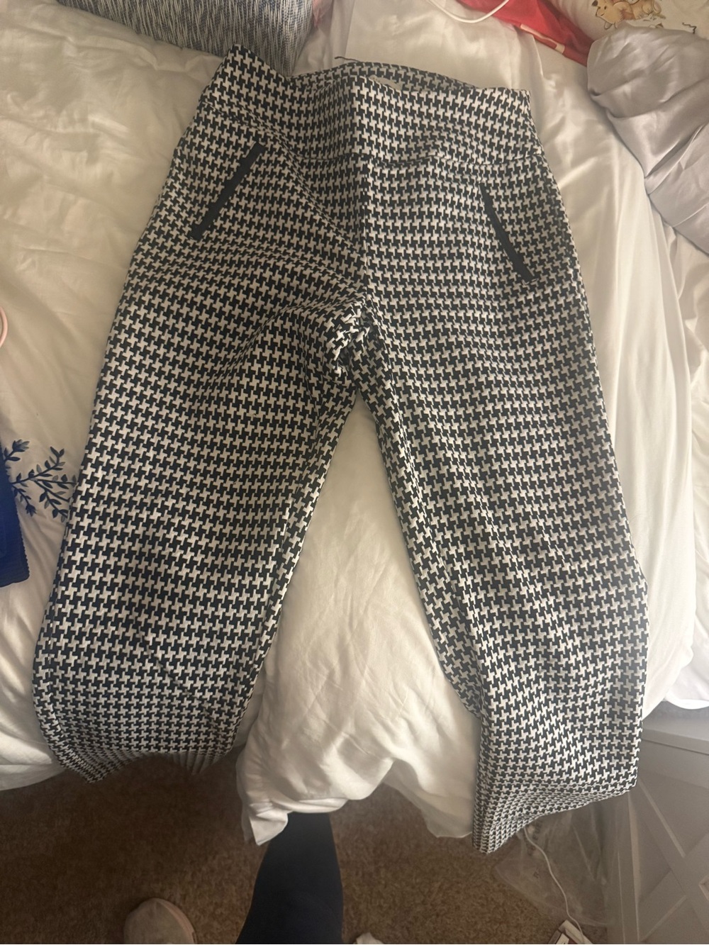 Cato Black and White Houndstooth Casual Pants